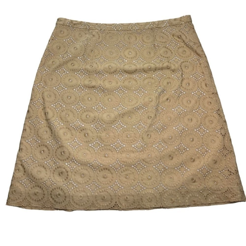 Banana Republic tan‎ circular lace mini skirt size 12
